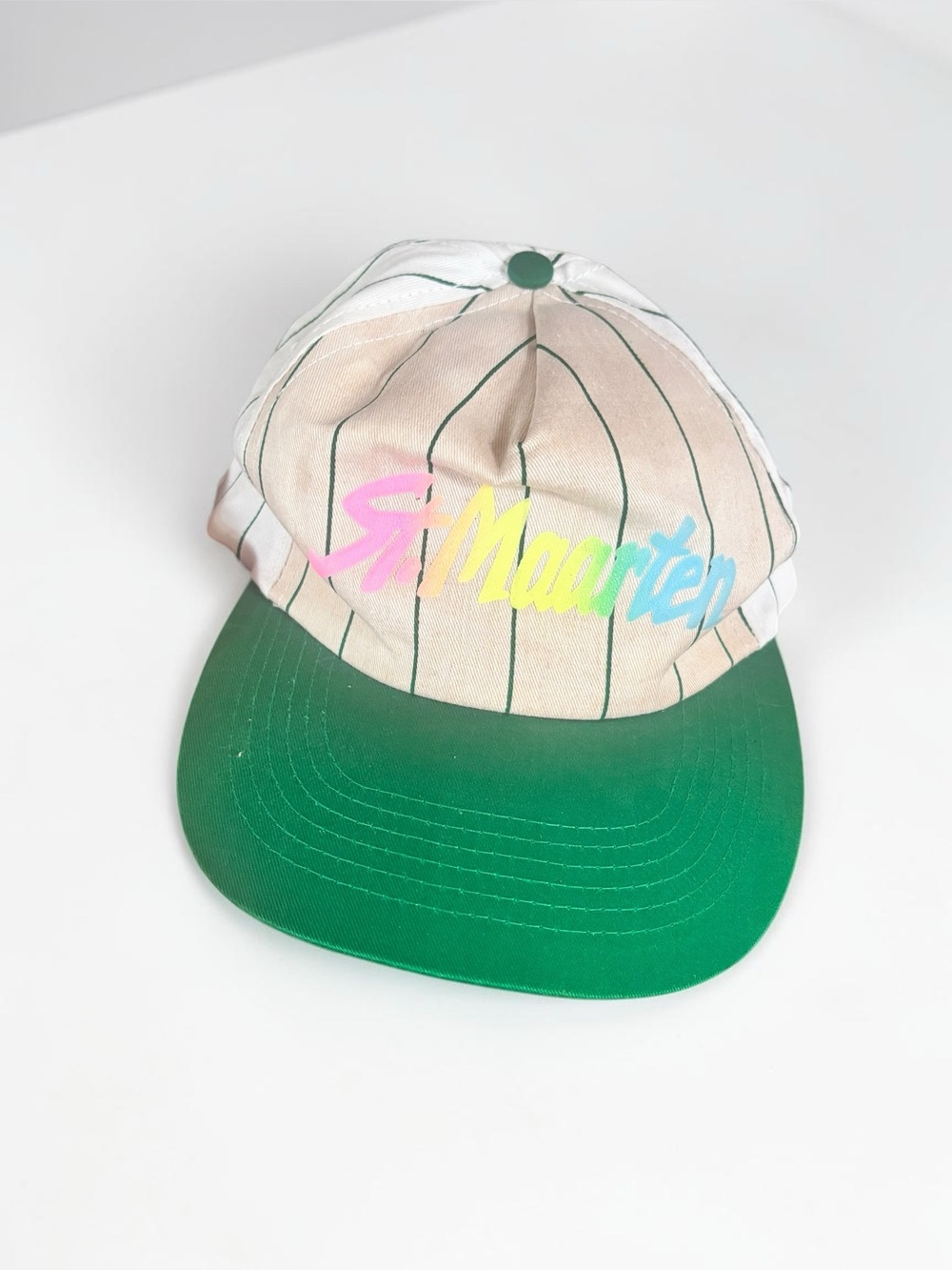 Vintage St Maarten Snapback Hat Neon Script Tropical Cap